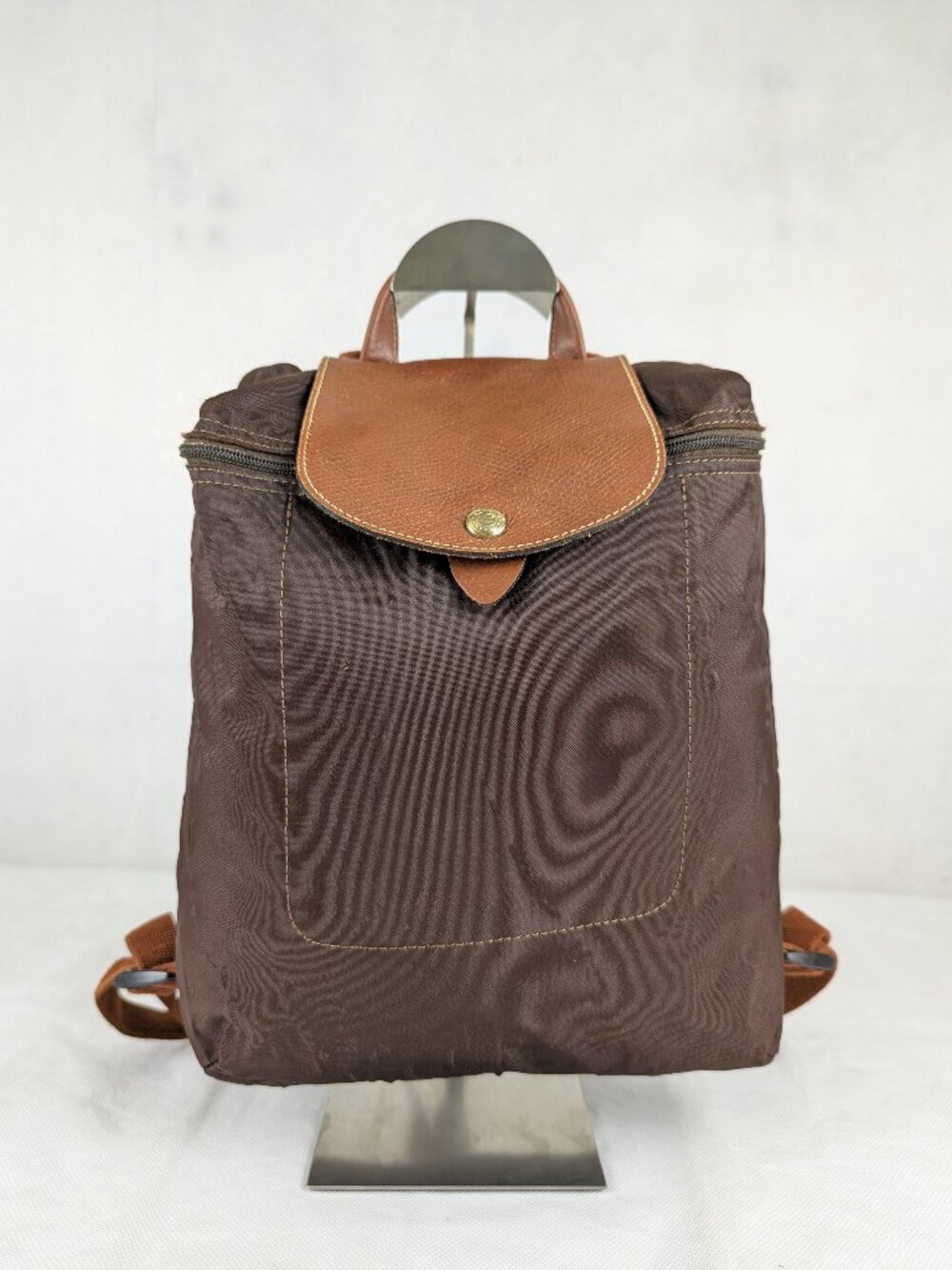 Longchamp Brown Nylon Le Pliage  Backpac Bag Travel Foldable Bag Used Buy it Now